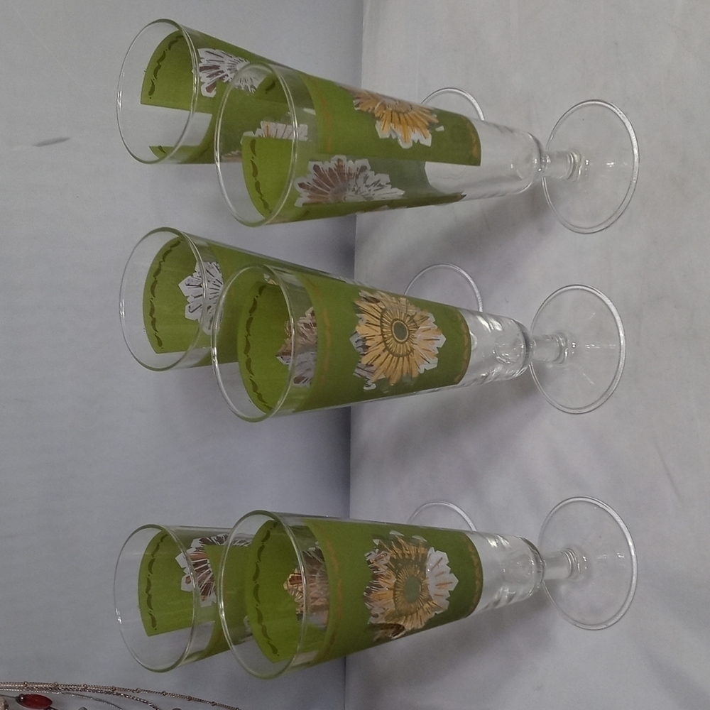 FEDERAL Green Vintage Champagne Glass
